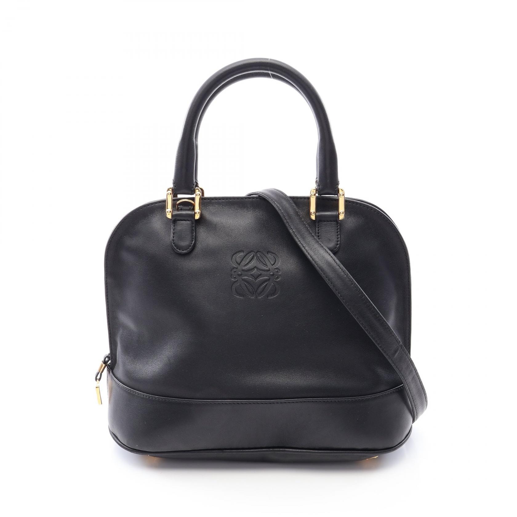 ロエベ LOEWE アナグラム 2WAY ハンドバッグ バッグ レザー レディース ブラック系 【中古】