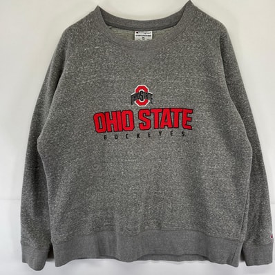 古着 チャンピオン Champion スウェット プルオーバー Vガゼット クルーネック OHIO STATE 大きいサイズ 2XL グレー系 メンズ