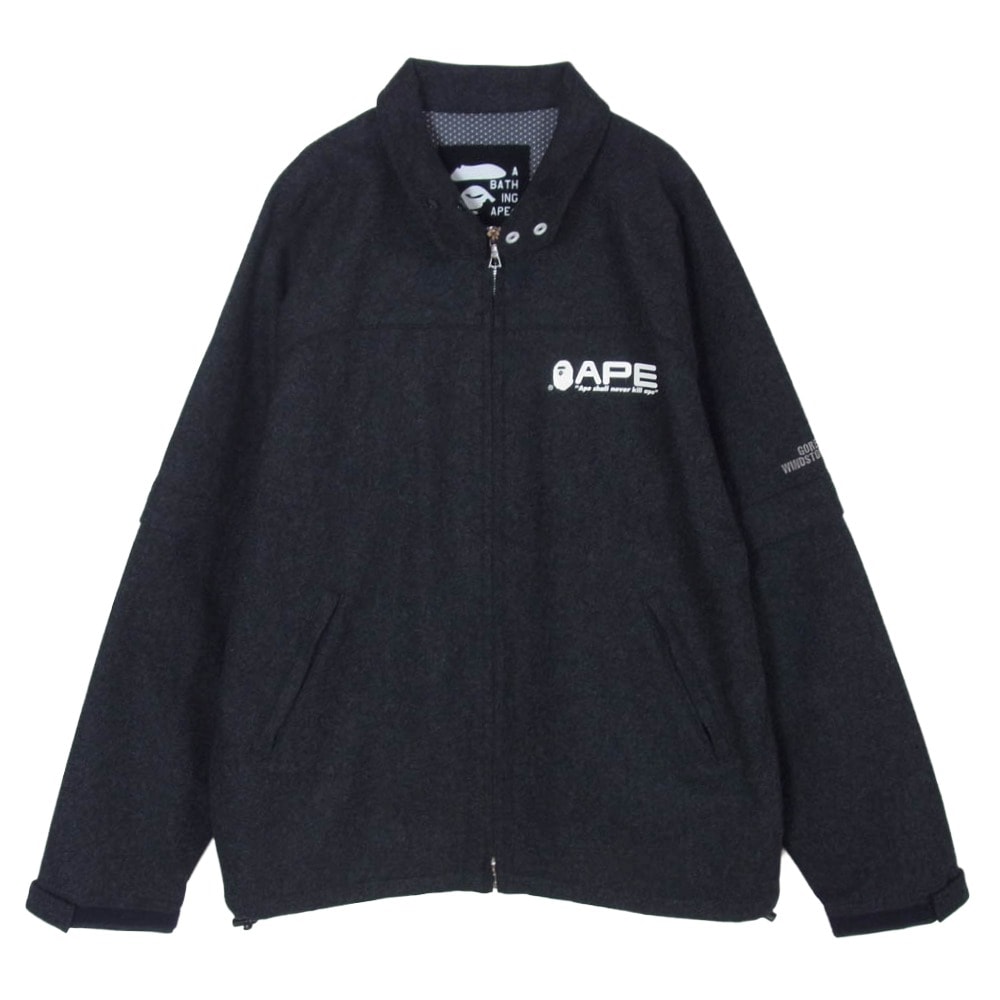 A BATHING APE アベイシングエイプ 00s GORE WINDSTOPPER メルトン ウール ジャケット ダークグレー系 L【中古】