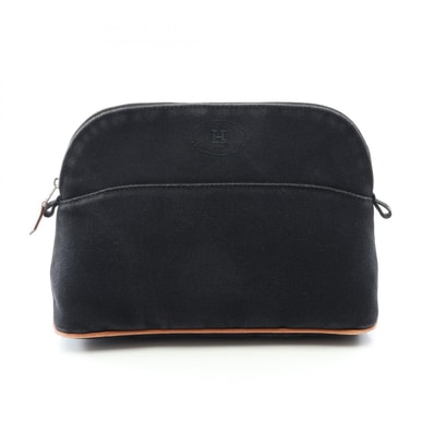 エルメス HERMES ボリードポーチMM ポーチ バッグ キャンバス レザー レディース ブラック系 【中古】