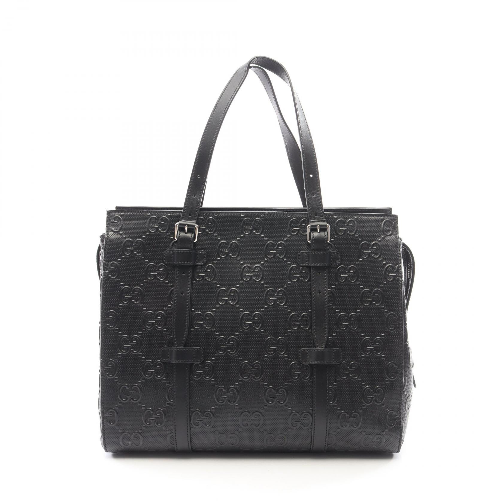 グッチ GUCCI GGエンボス トートバッグ バッグ レザー メンズ ブラック系 625774 【中古】