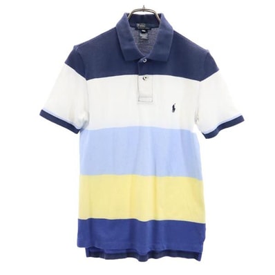 Polo by Ralph Lauren ポロバイラルフローレン ボーダー 半袖 ポロシャツ 150 ブルー系 鹿の子