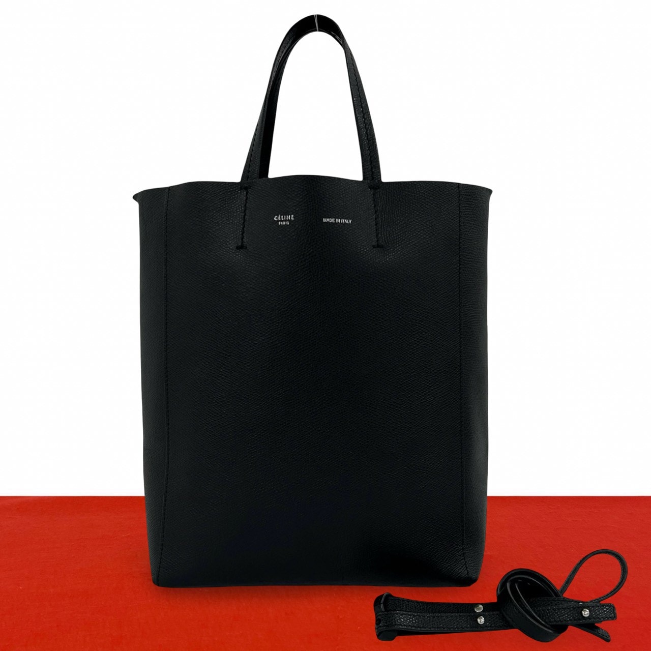 CELINE セリーヌ バーティカル カバ スモール レザー ショルダーバッグ ブラック
 10059