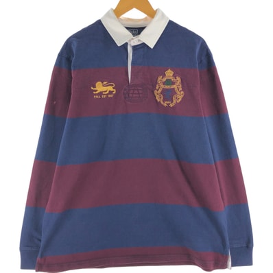 古着 ラルフローレン Ralph Lauren POLO by Ralph Lauren CUSTOM FIT ボーダー柄 長袖 ラガーシャツ メンズXL相当/eaa538022