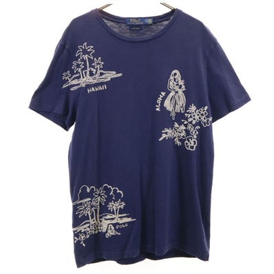 POLO RALPH LAUREN ポロラルフローレン ハワイアン刺繍 半袖 Tシャツ M ネイビー