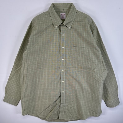 古着 ブルックスブラザーズ Brooks Brothers 長袖シャツ ボタンダウンシャツ 大きいサイズ 胸ポケ 17 1/2 XL グリーン系 チェック メンズ