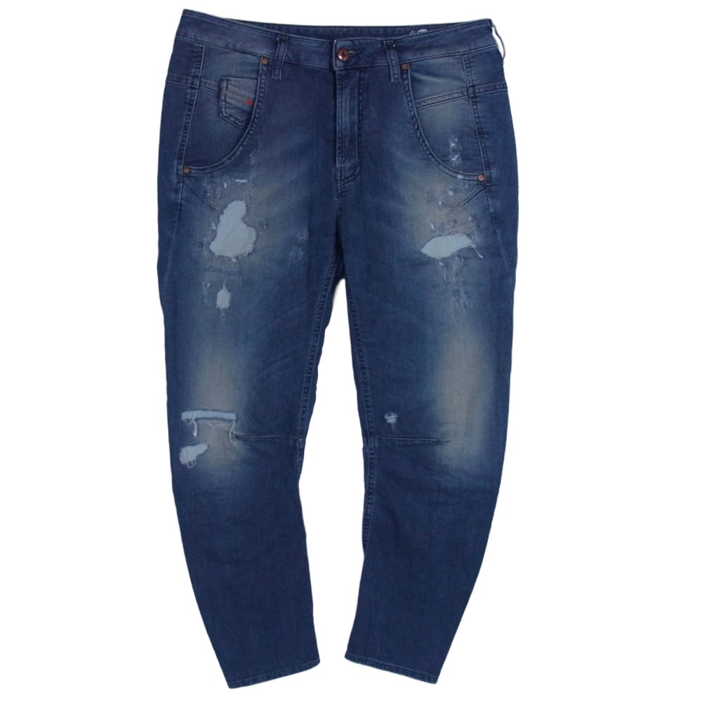 DIESEL ディーゼル デニムパンツ FAYZA-NE ダメージ加工 リペア加工 ファイザー ストレッチ デニムパンツ ジーンズ インディゴ ブルー系 25【中古】
