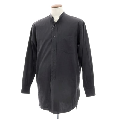 【中古】コモリ COMOLI コットン バンドカラー カジュアルシャツ ブラック【サイズ2】【メンズ】