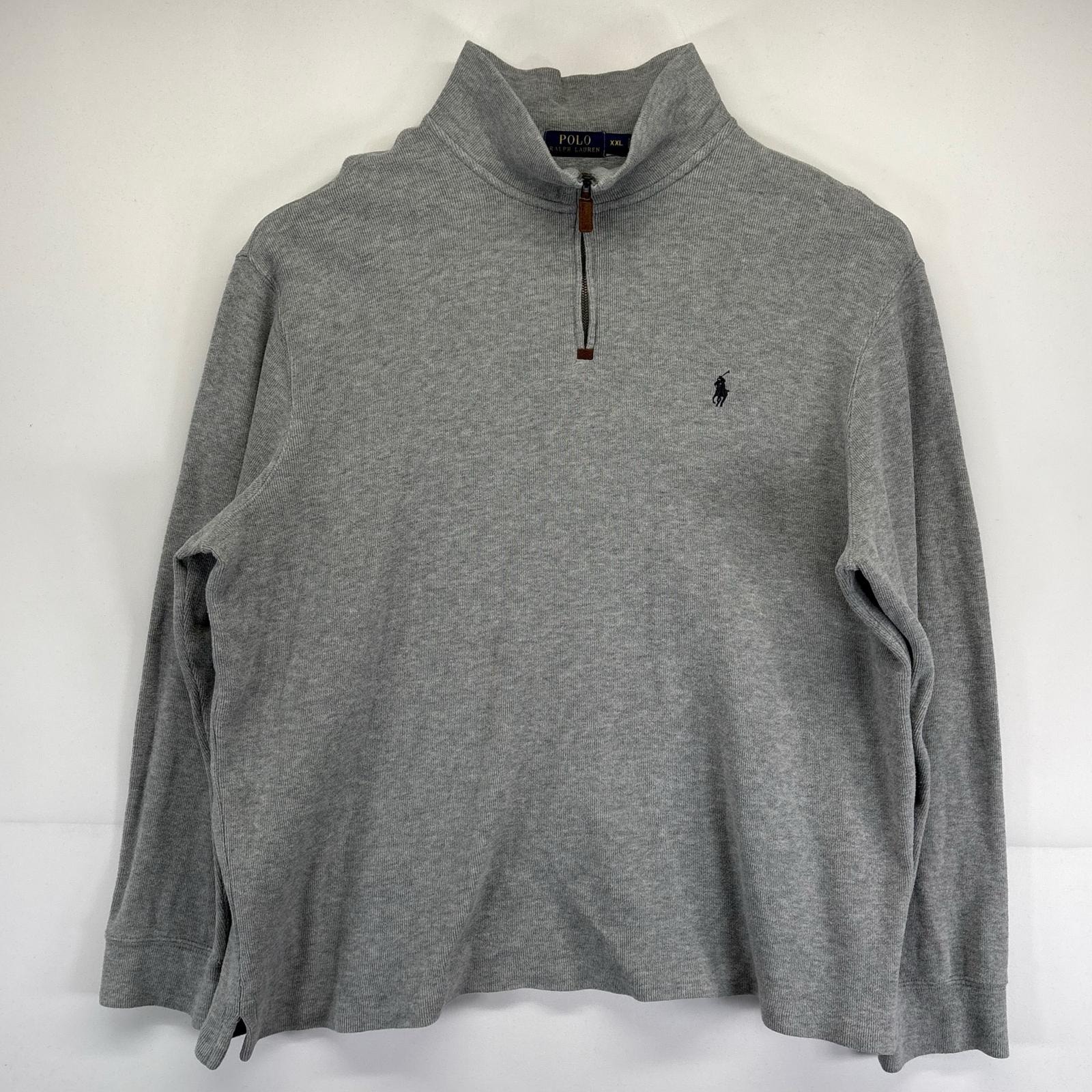 古着 ポロ・ラルフローレン POLO RALPH LAUREN ニット 大きいサイズ ワンポイントロゴ ハーフジップ 2XL  グレー系 メンズ