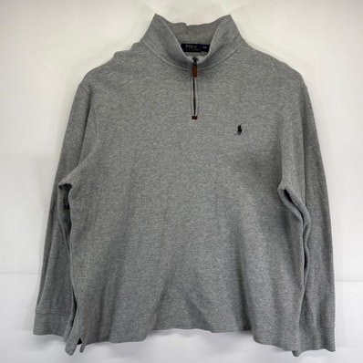 古着 ポロ・ラルフローレン POLO RALPH LAUREN ニット 大きいサイズ ワンポイントロゴ ハーフジップ 2XL グレー系 メンズ