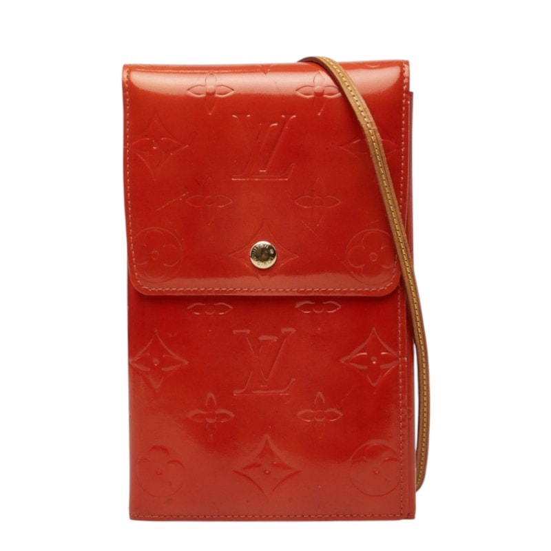 ルイ ヴィトン モノグラム ヴェルニ ウォーカー ポシェット ショルダーバッグ M91153 オレンジ レザー レディース LOUIS VUITTON 中古