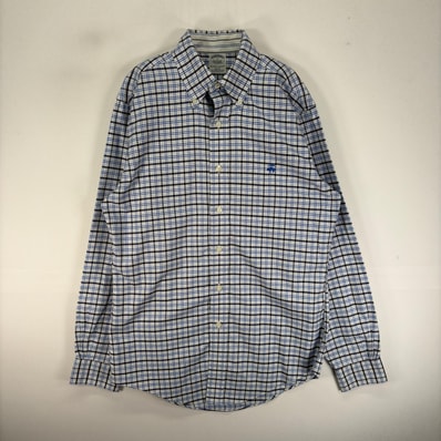 古着 ブルックスブラザーズ Brooks Brothers 長袖シャツ ボタンダウン ワンポイント 刺繍ロゴ S ブルー系 チェック メンズ
