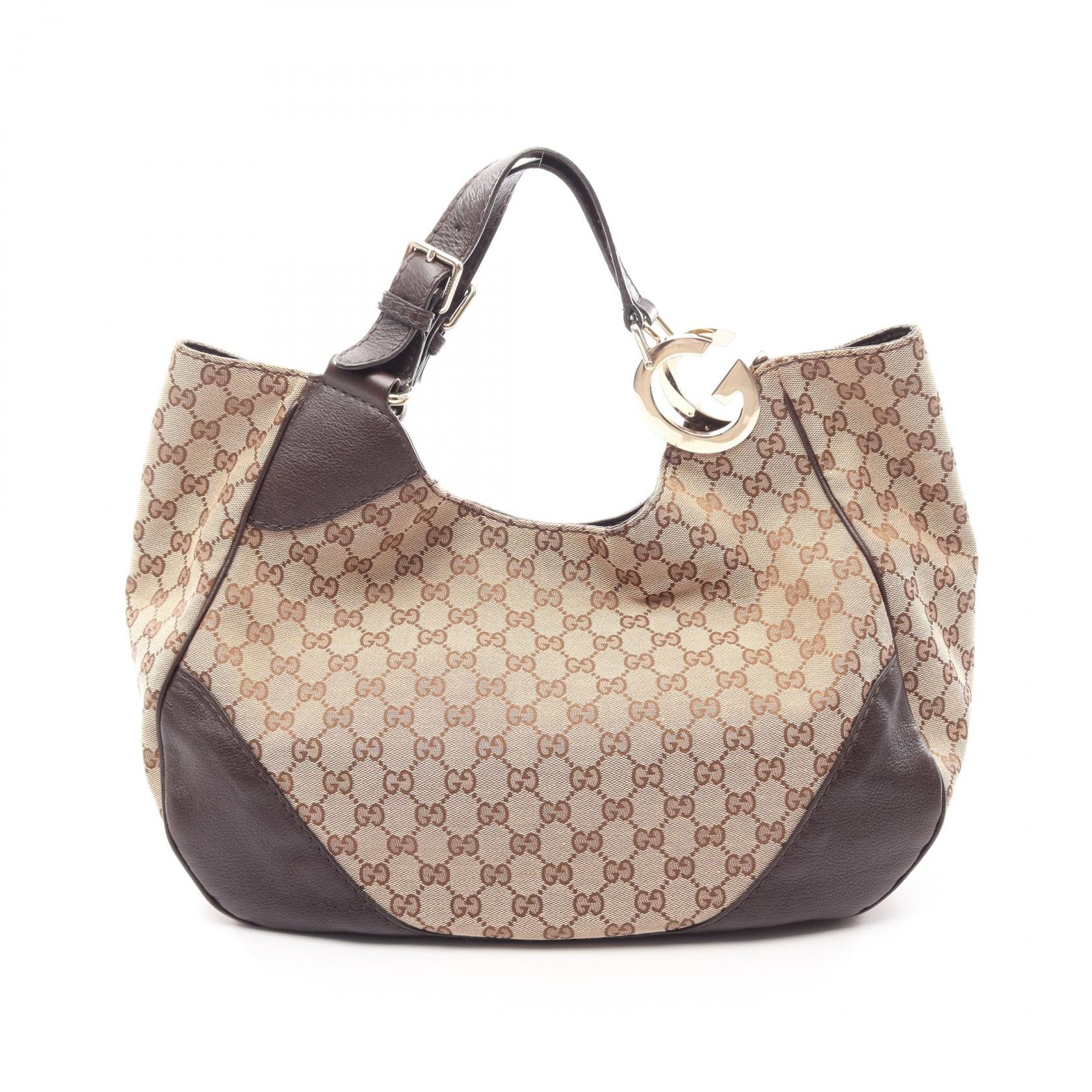 グッチ GUCCI GGキャンバス ショルダーバッグ バッグ キャンバス レザー レディース ベージュ系 / ブラウン系 203504 【中古】