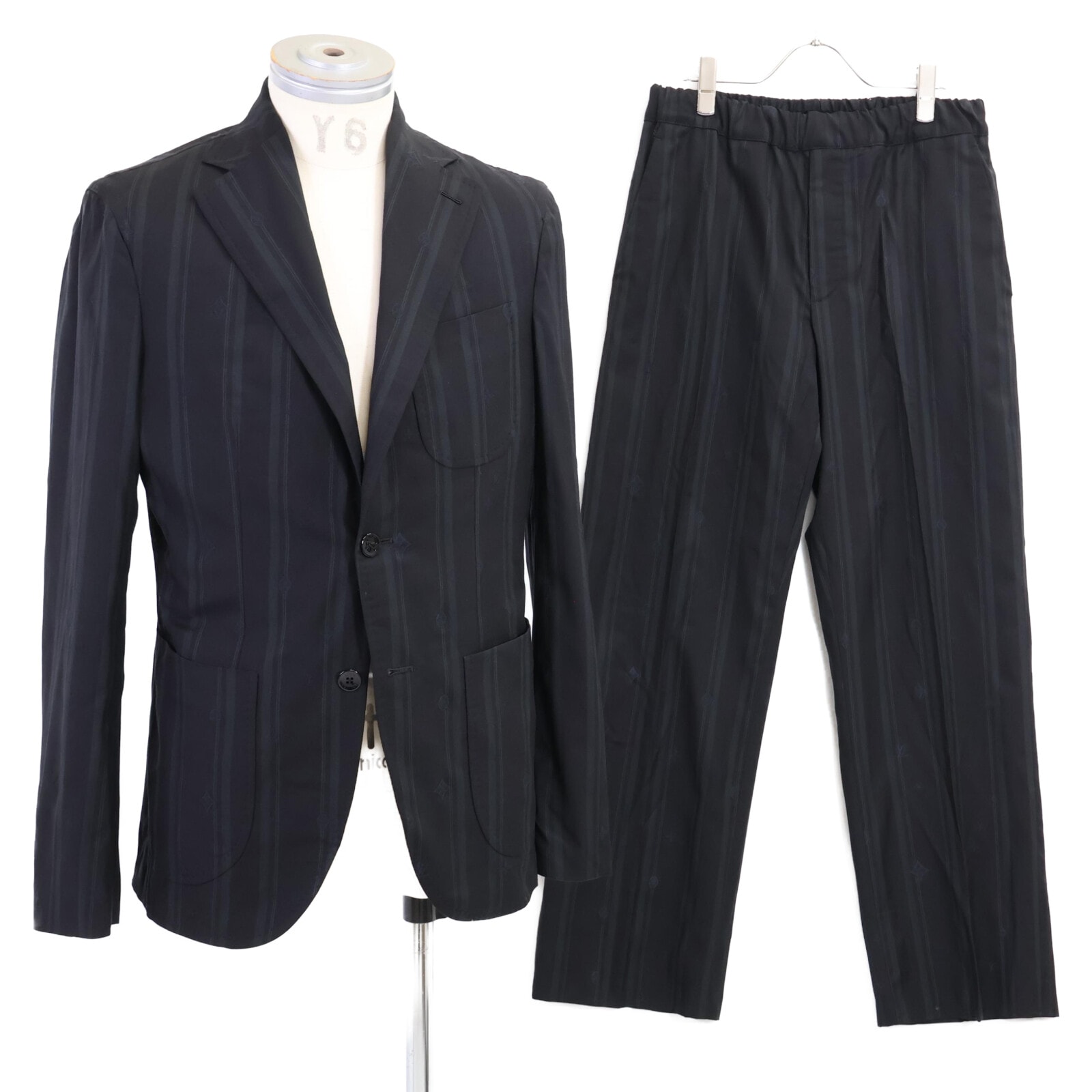 ルイヴィトン 【国内正規/24年製】RM242MF DKT HRFJ2E/HRFP6W モノグラムxストライプ ウール 2Bシングル セットアップ 46