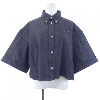 プラダ PRADA トライアングルロゴ 半袖 シャンブレー GFC062 SOOO 18KG S/Sシャツ