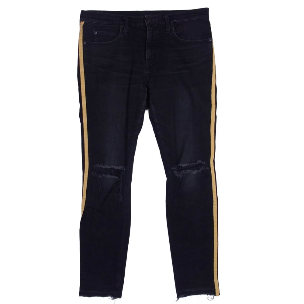 デニムパンツ 02191AP13 USED加工 ストレッチ デニム スキニー スリム パンツ ブラック系 32【中古】
