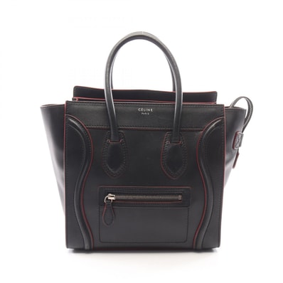 セリーヌ CELINE ラゲージ マイクロショッパー トートバッグ バッグ レザー レディース ブラック系 167793 【中古】