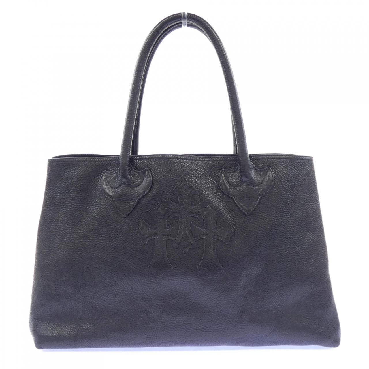 Chrome Hearts W SNP 3 Cemetar Cross Leather Tote Bag "Black"