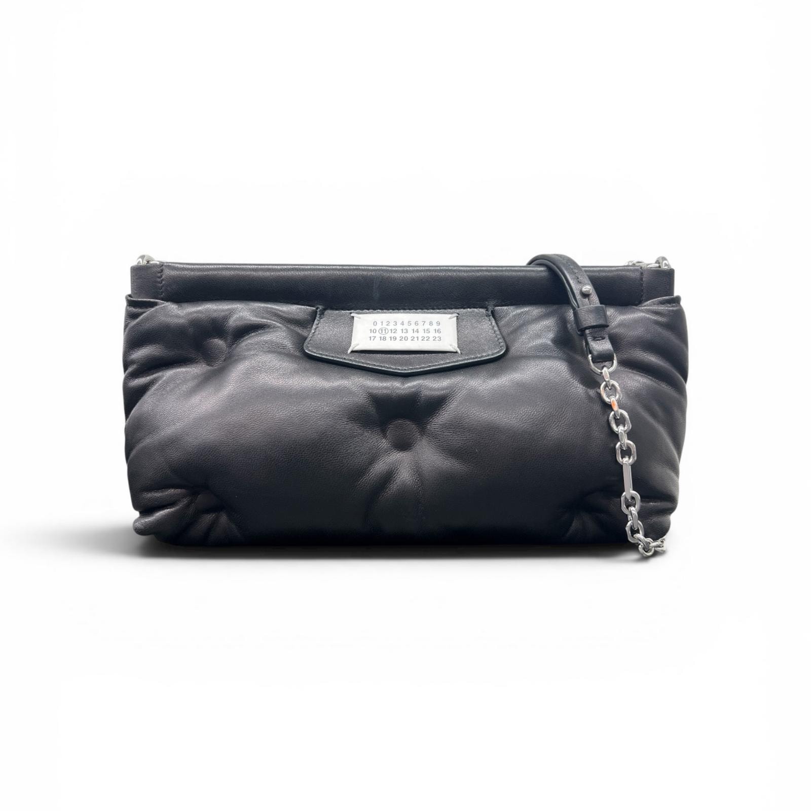 Maison Margiela 美品 メゾンマルジェラ GLAM SLAM グラムスラム 2way チェーンショルダーバッグ クラッチバッグ S56WF0160 2024年 レザー ブラック 4ステッチ ABランク 鑑定済 マルジェラバッグ