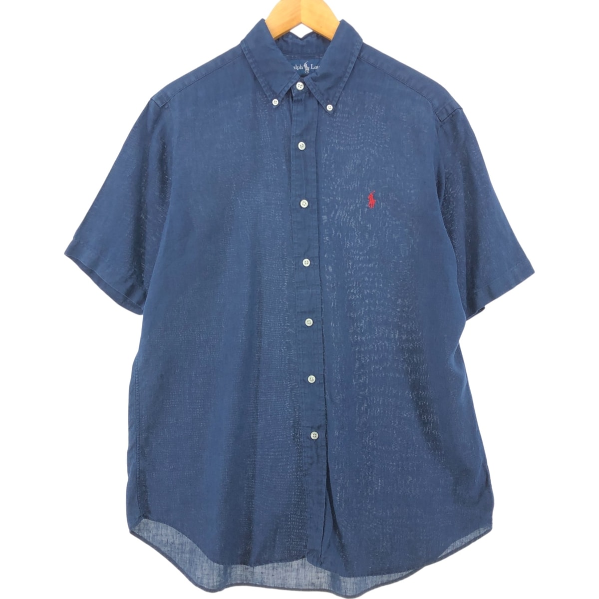 古着 ラルフローレン Ralph Lauren CLASSIC FIT 半袖 リネン ボタンダウンシャツ メンズM相当/eaa551693