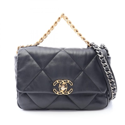 シャネル CHANEL 19 ディズヌフ マトラッセ ショルダーバッグ バッグ ラムスキン(羊革) レディース ブラック系 AS1160 【中古】