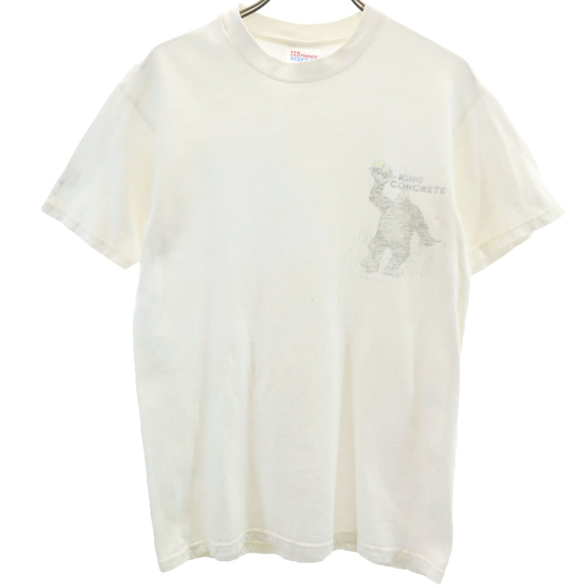 Hanes ヘインズ 90s オールド KING CONCRETE 半袖 Tシャツ L 14-16 アイボリー 企業モノ
