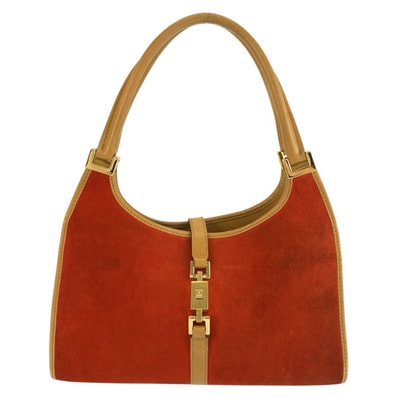 美品 GUCCI グッチ ジャッキー オレンジ ゴールド金具 スウェード レザー/ ハンドバッグ トートバッグ 604289 【中古】