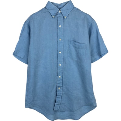 古着 ブルックスブラザーズ Brooks Brothers 半袖 リネン ボタンダウンシャツ メンズS相当/eaa649209