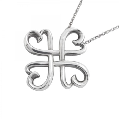 【6jdb0514-k】ティファニー ネックレス ラビングハート/クローバー シルバー925【中古】レディース