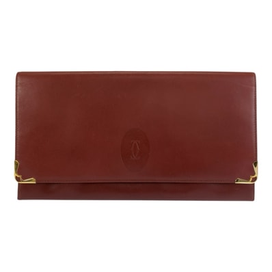 美品 CARTIER カルティエ マストライン ワインレッド ゴールド金具 レザー クラッチバッグ セカンドバッグ 604205 【中古】