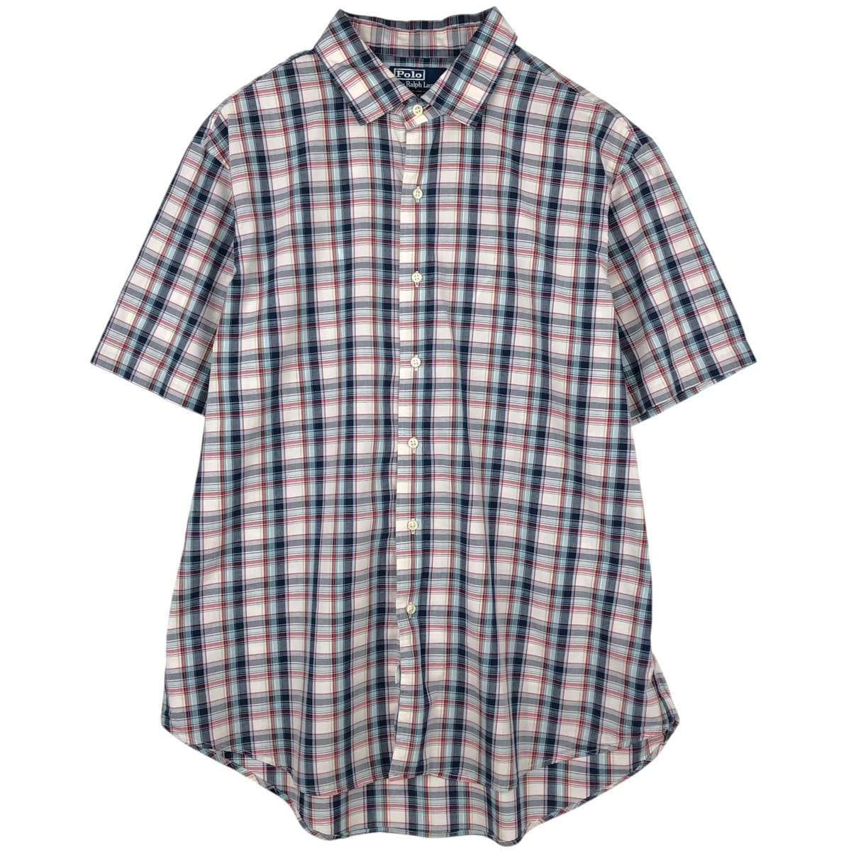 古着 ラルフローレン Ralph Lauren POLO by Ralph Lauren BRADFORD CUSTOM FIT ワイドカラー 半袖 コットン チェックシャツ メンズXL相当/eaa623585