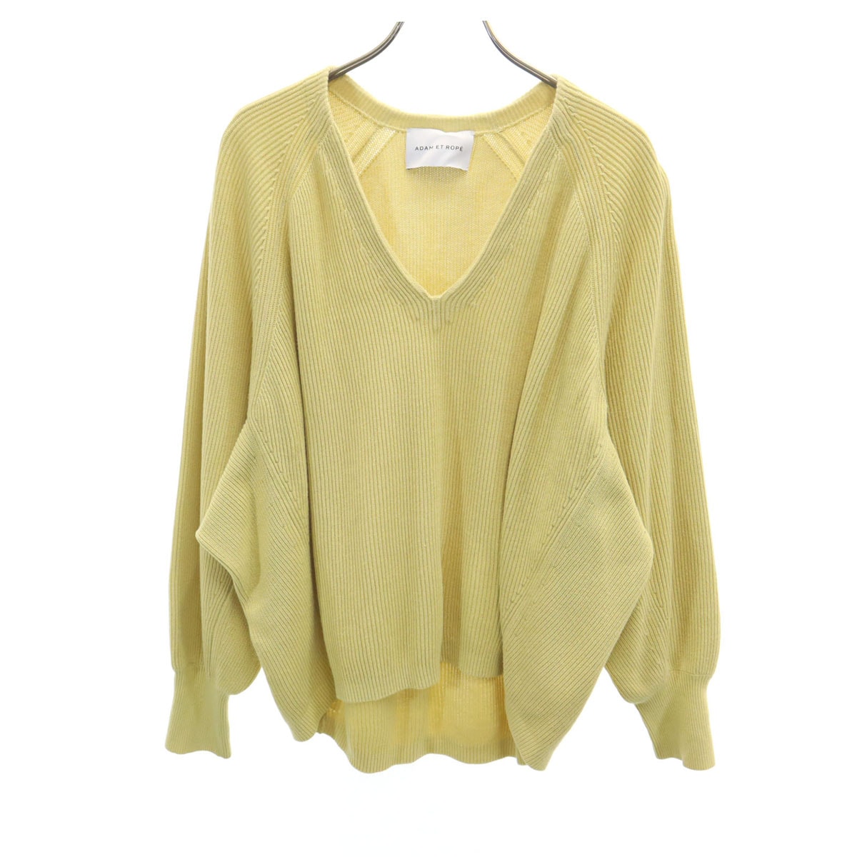 Adam et Rope' アダムエロペ 長袖 Vネック ニット F イエロー