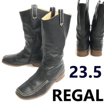 リーガル/REGAL★本革/レザー/ロングブーツ/ペコス/ウエスタン【レディース23.5/黒/black】Boots/Shoes/low heels◆sWB113-12
