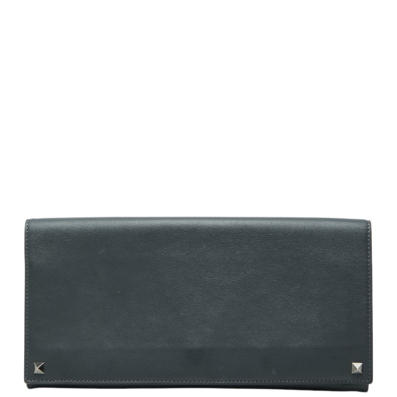 ヴァレンティノ ロックスタッズ クラッチバッグ セカンドバッグ グレー レザー レディース VALENTINO 【中古】