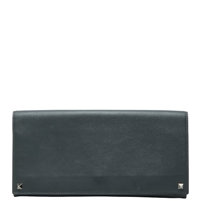 ヴァレンティノ ロックスタッズ クラッチバッグ セカンドバッグ グレー レザー レディース VALENTINO 【中古】