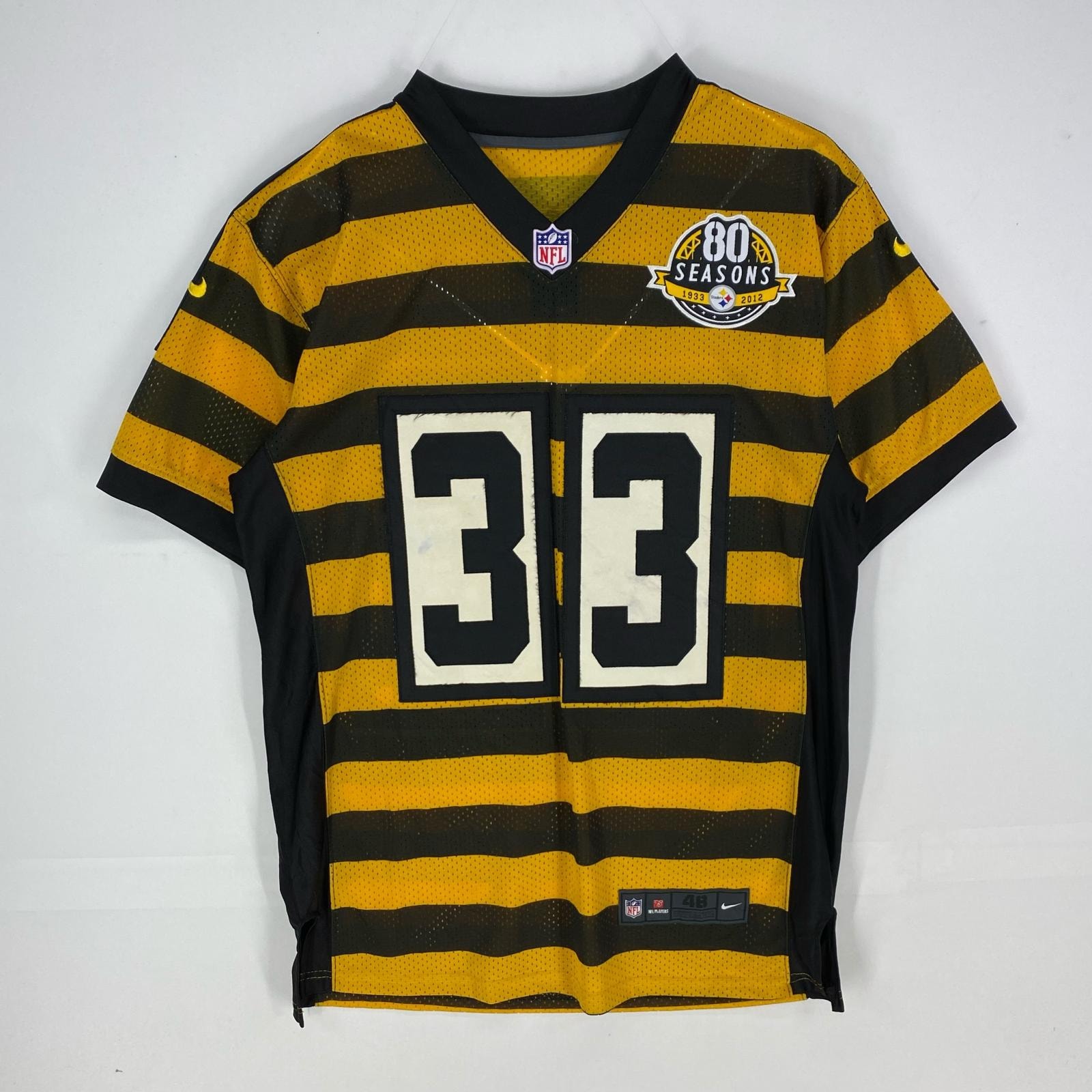 古着 ナイキ NIKE 半袖シャツ メッシュ NFL Vネック ゲームシャツ ショートスリーブ 48  イエロー系 メンズ