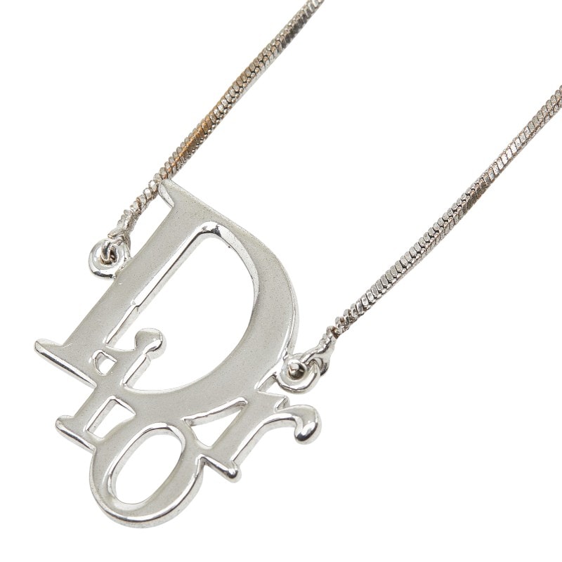 ディオール ロゴ チェーン ペンダント ネックレス シルバー メタル レディース Dior 【中古】