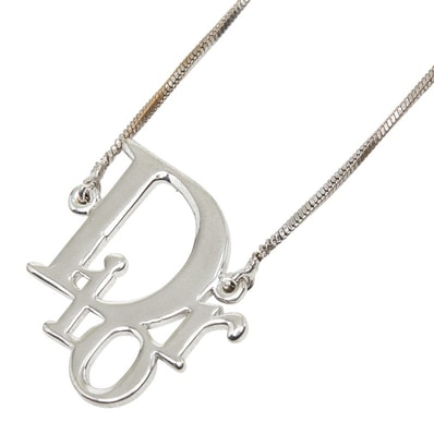 ディオール ロゴ チェーン ペンダント ネックレス シルバー メタル レディース Dior 【中古】