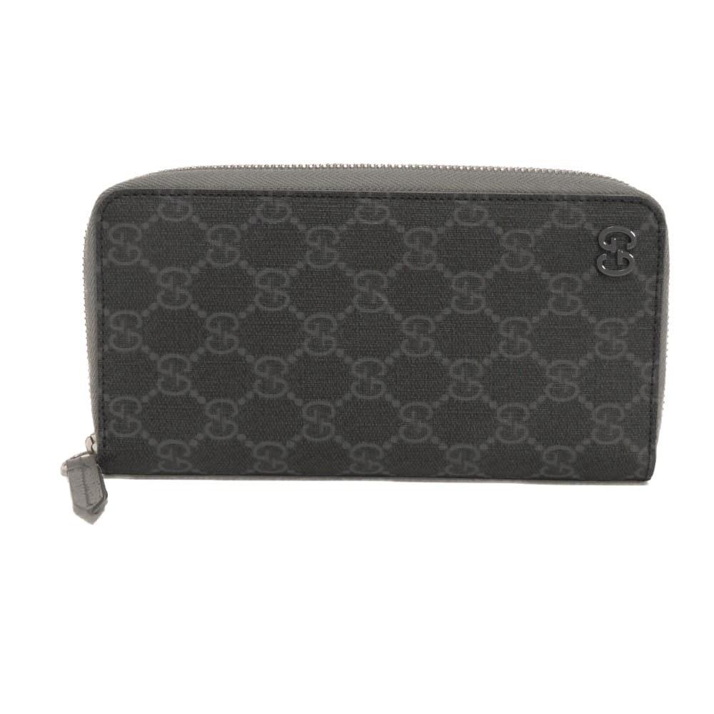 GUCCI グッチ GG インテリア ジップアラウンドウォレット 現行 ブラック ラウンドファスナー コンパートメント 札入れ カードケース コインケース 未使用 GGスプリーム グレー 長財布 822051 FACQC 1048