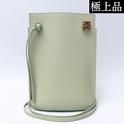【極上品】LOEWE ロエベ アナグラム ダイスポケット ショルダーバッグ ライトグリーン