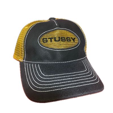 Stussy Low Pro Trucker Cut-Out Leather Snapback "Honey"