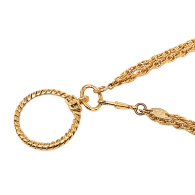 シャネル 1983 ヴィンテージ ルーペ ネックレス 2連 ゴールド メッキ レディース CHANEL 中古