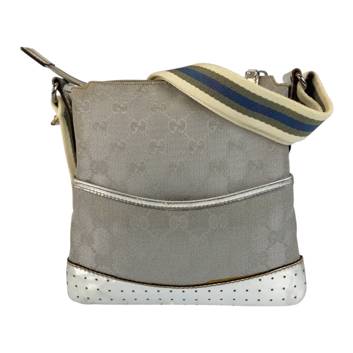 GUCCI グッチ シェリーライン グレー シルバー GGキャンバス ショルダーバッグ ポシェット 603943 【中古】
