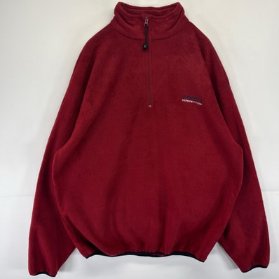 古着 ノーティカ NAUTICA USA製 ハーフジップフリースジャケット プルオーバー ワンポイントロゴ 大きいサイズ 14041 レッド系 メンズ