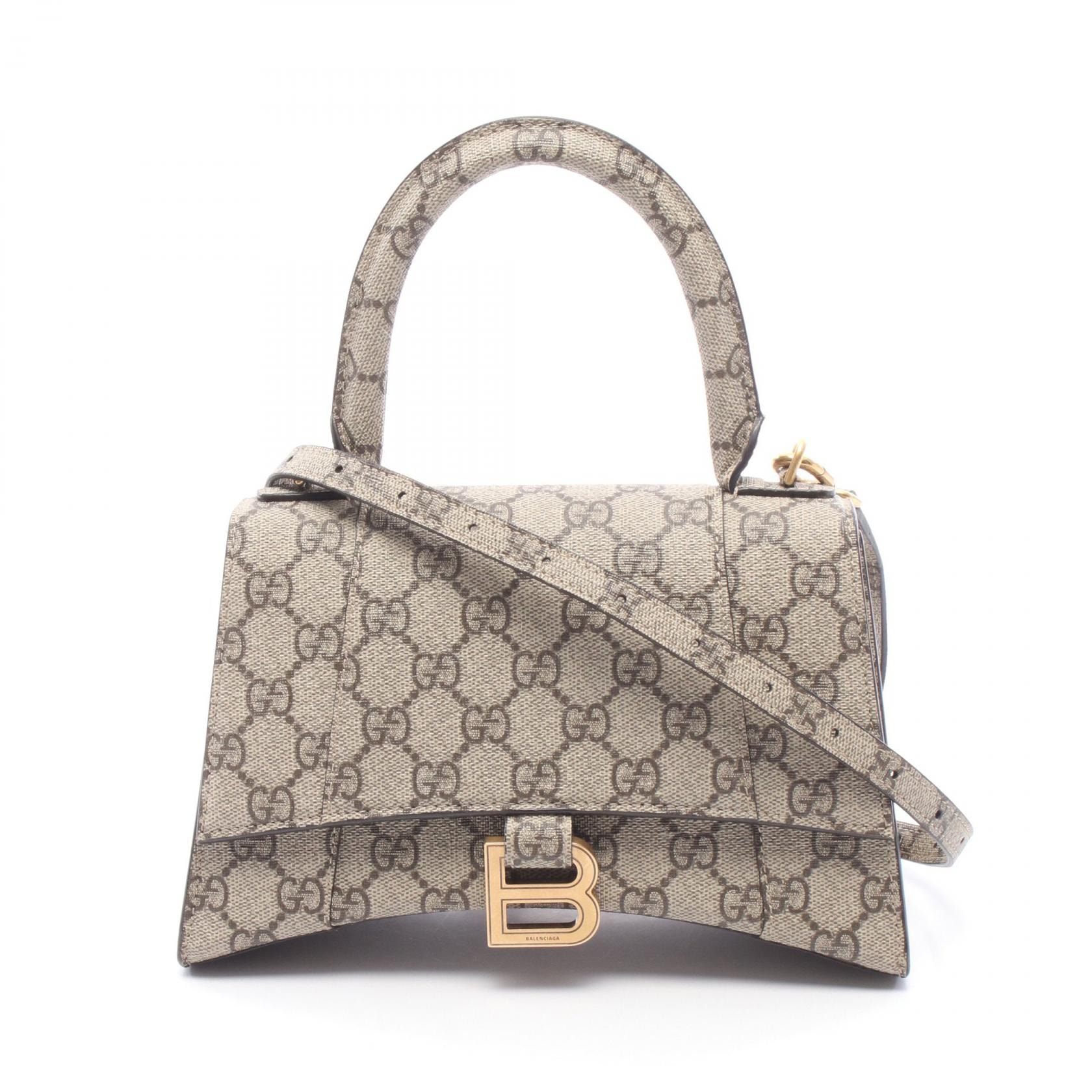 バレンシアガ BALENCIAGA GUCCI × BALENCIAGA ハッカープロジェクト フローラ アワーグラス 2WAY ハンドバッグ バッグ PVCコーティングキャンバス レディース ベージュ系 / ブラウン系 681697 【中古】