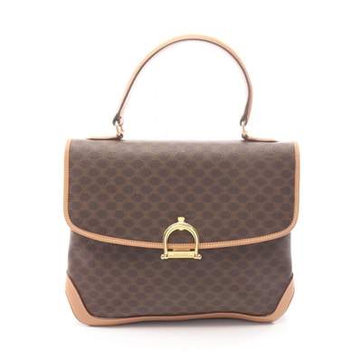 セリーヌ CELINE マカダム ハンドバッグ バッグ PVCコーティングキャンバス レザー レディース ブラウン系 【中古】
