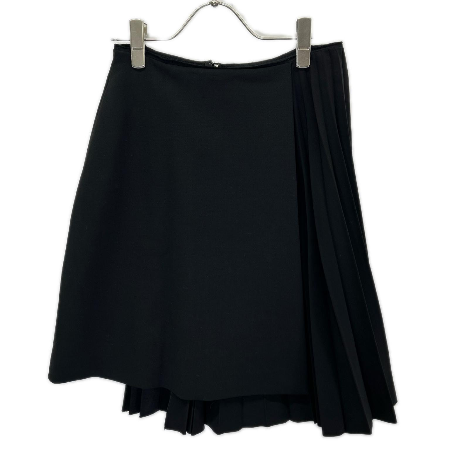 フォクシー 37115-ASFI415T Pleats Chic/プリーツシック ブラック ウール混 アシンメトリーミディアムスカート 38