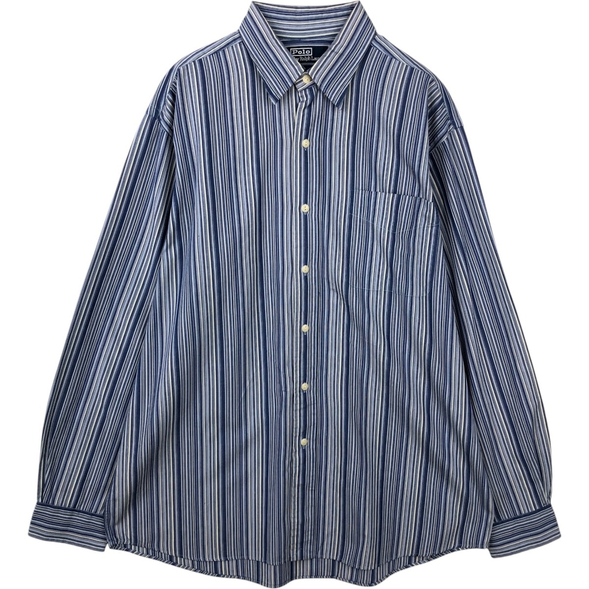 古着 ラルフローレン Ralph Lauren JEROME マルチストライプ 長袖 コットンストライプシャツ メンズL相当/eaa643865
