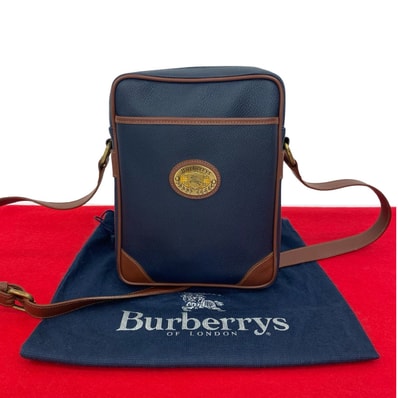 BURBERRY バーバリー ノバチェック 柄 シャドーホース ロゴ レザー PVC ショルダーバッグ ネイビー
98431