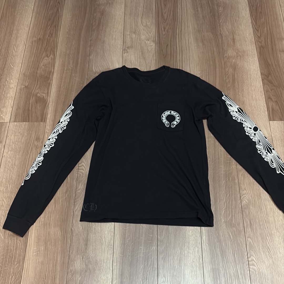 Chrome Hearts Horseshoe Floral Sleeve Waffle Thermal Shirt "Black"